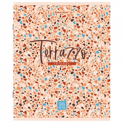 Тетрадь А5 96 л. BRAUBERG скоба, клетка, обложка картон, "Terrazzo" (микс в спайке), 404437