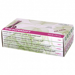 Перчатки нитриловые смотровые SFM Supersoft PINK, Германия, 100 пар (200 штук), размер 7-8, M (средний), розовые