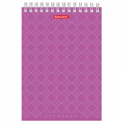 Блокнот А5 146х205 мм, 60 л., гребень, картон, жесткая подложка, клетка, BRAUBERG, "Классика", 129812