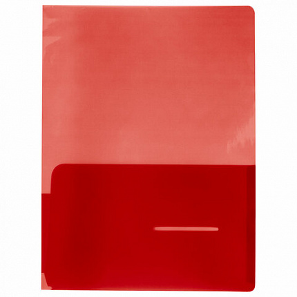 Папка-уголок 2 кармана непрозрачная А4 BRAUBERG SPECIAL, красная, 0,18 мм, 273061