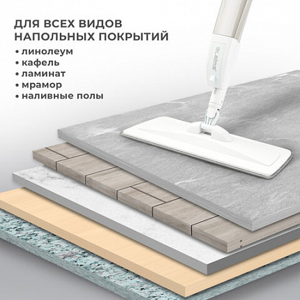 Швабра с распылителем UltraSpray Z, 2 насадки из микрофибры с плоским ворсом, скребок, LAIMA, 609145