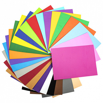 Пористая резина/фоамиран А4, 1 мм, НАБОР, 25 листов, 25 цветов, яркие цвета, ОСТРОВ СОКРОВИЩ, 665098