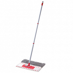 Швабра с флаундером 40 см составной черенок 120 см МОП микрофибра/абразив + МОП СИНЕЛЬ, PERKLIN, 700987