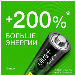 Батарейки КОМПЛЕКТ 4 шт., GP Ultra Plus G-Tech, AA (LR6), алкалиновые, пальчиковые, 15AUPA21-2CRSB4