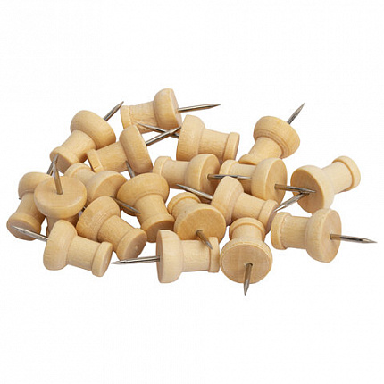 Силовые кнопки-гвоздики BRAUBERG WOOD, деревянные, 30 штук, 10 мм, 272759
