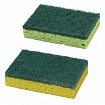 Губки для посуды 9,5х6,5х2 см, КОМПЛЕКТ 2 шт., ЦЕЛЛЮЛОЗНЫЕ (губчатые) с АБРАЗИВОМ, LAIMA К1106, 605487