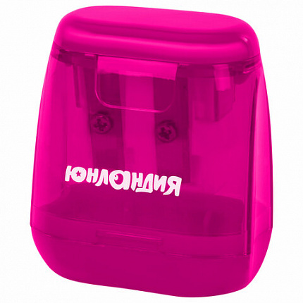 Точилка с контейнером для простых и утолщенных карандашей ЮНЛАНДИЯ "СУНДУЧОК", 2 отверстия, 272506