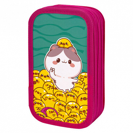 Пенал ЮНЛАНДИЯ, 3 отделения, картон с эффектом soft-touch, 19х11 см, "Duck tales", 273500