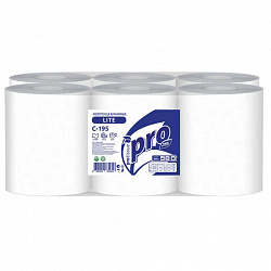 Полотенца бумажные с центральной вытяжкой 275 м, PROtissue (M2) LITE, 1-слойные, белые, КОМПЛЕКТ 6 рулонов, С195