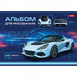 Альбом для рисования А4 24 л., скоба, обложка картон, HATBER, 205х290 мм, "Car Design", 24А4В