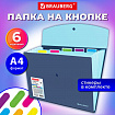 Папка-органайзер конверт на кнопке 6 отделений, BRAUBERG "Extra", A4, синяя с голубым, 274103