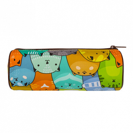 Пенал-тубус BRAUBERG, с эффектом Soft Touch, мягкий, "Cats", 22х8 см, 229008