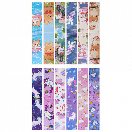 Закладки для книг МАГНИТНЫЕ, "GIRLS", набор 12 штук, 60x20 мм, FUNSTER, 116654