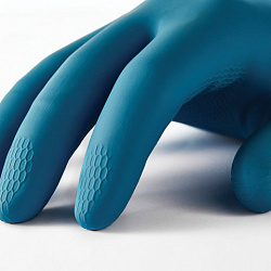 Перчатки латексно-неопреновые MANIPULA "Союз", КЩС-1, хлопчатобумажное напыление, размер 10-10,5, XL (очень большой), синие/желтые, LN-F-05