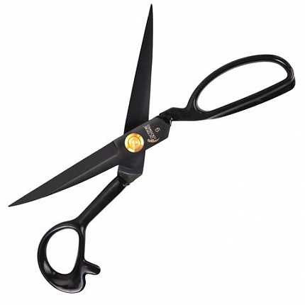 Ножницы портновские 240 мм, КЛАССИЧЕСКИЕ, черные, ручки с силиконовым покрытием, ОСТРОВ СОКРОВИЩ, 665598