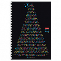 Тетрадь А4 80 л., HATBER, гребень, клетка, обложка картон, "Число Пи" (микс в спайке), 077327, 80Т4В1гр
