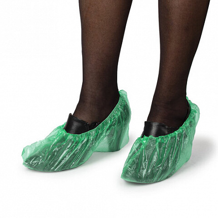 Бахилы MERIDIAN ПРОЧНЫЕ 3,8 г, зеленые, двойная резинка, КОМПЛЕКТ 100 штук (50 пар), 40х15 см, ПНД