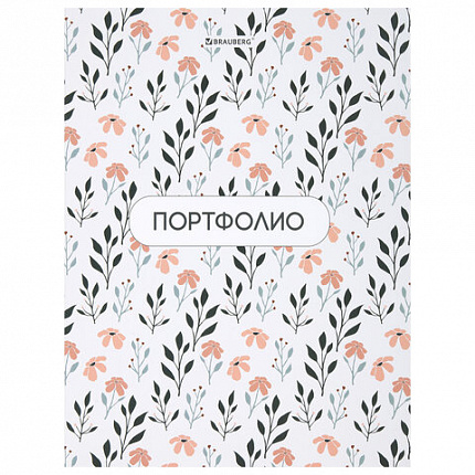 Папка-портфолио универсальная, 4 кольца, 20 файлов, 7БЦ матовая, BRAUBERG "Flowers", 117556