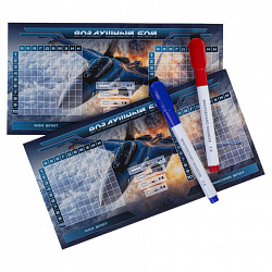 Игра настольная "Пиши-Стирай" МОРСКОЙ / ТАНКОВЫЙ / ВОЗДУШНЫЙ БОЙ, 2 стираемых маркера, ассорти, HATBER, Ин