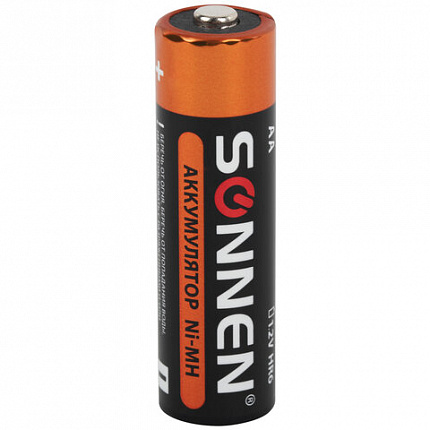 Батарейки аккумуляторные Ni-Mh пальчиковые КОМПЛЕКТ 4 шт., АА (HR6) 1600 mAh, SONNEN, 455605