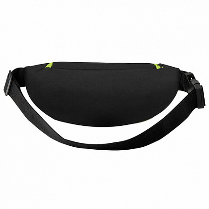 Сумка на пояс HEIKKI RIO (ХЕЙКИ), карман, регулируемый ремень, черная/салатовая, 30х12x10 см, 272615