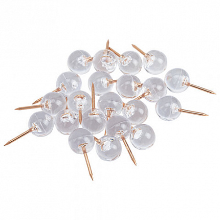 Силовые кнопки-гвоздики BRAUBERG CLEAR & GOLD, прозрачные с золотистым (шарики), 100 штук, 11 мм, 272760