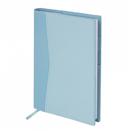 Ежедневник недатированный В6 130х185мм BRAUBERG "Gleam", под кожу, 160л, голубой, 116220