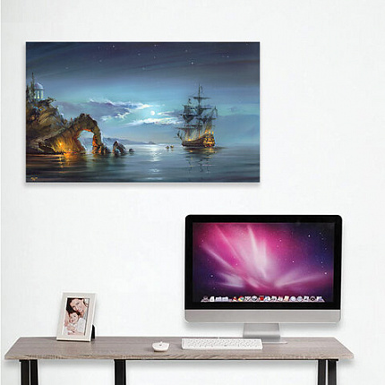 Картина стразами (алмазная мозаика), 40х50 см, ОСТРОВ СОКРОВИЩ "Лунная ночь", на подрамнике, 663872