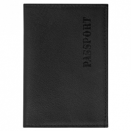 Обложка для паспорта натуральная кожа галант, "PASSPORT", черная, BRAUBERG, 237179
