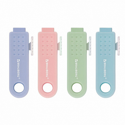 Ластик выдвижной BRAUBERG "Slider Mini", 68х22х13 мм, пастельные цвета ассорти, 271983