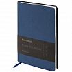 Ежедневник недатированный А5 138х213 мм BRAUBERG "Metallic", под кожу, 136 л., гибкий, синий, 113376