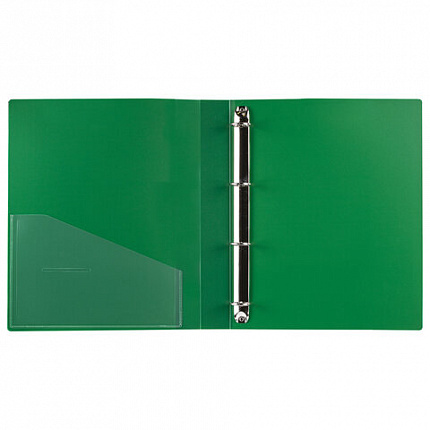 Папка на 4 кольцах, ширина 40 мм, BRAUBERG EXTRA, до 300 листов, ЗЕЛЕНАЯ, 0,8 мм, 270550