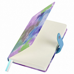 Ежедневник недатированный А5 138х213 мм BRAUBERG "Nebula", под кожу, застежка 160 л., синий микс, 116238