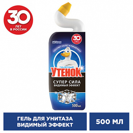 Средство для уборки туалета 500 мл, ТУАЛЕТНЫЙ УТЕНОК Супер Сила "Видимый Эффект", 696888