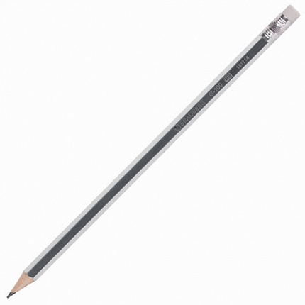 Карандаш чернографитный BRAUBERG "G-100", 1 шт., HB, с ластиком, корпус ассорти, 181714