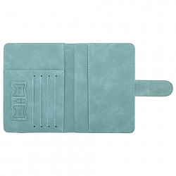 Обложка для паспорта и документов с защитой от считывания, 9 карманов, магнит, экокожа, бирюзовая, BRAUBERG, 238754