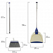 Совок для мусора КОМПЛЕКТ щетка + 2 рукоятки по 67 см металлические, резиновая кромка, сине-белый, LAIMA, 601473