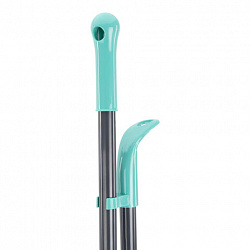 Совок для мусора КОМПЛЕКТ щетка + 2 рукоятки 80 см и 87 см с резьбой, пластиковые, "ЛЕНИВКА", бирюзовый, ЛЮБАША, 700056