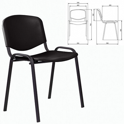 Стул STAFF "Iso Plast CF-009", черный каркас, пластик черный, 532569