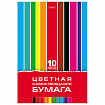 Цветная бумага А4 мелованная САМОКЛЕЯЩАЯСЯ, 10л. 10цв, папка, HATBER, 194х280мм, Crea, 10Бц4с_05934
