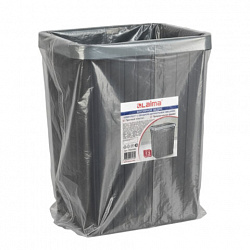 Мусорное ведро КОМПЛЕКТ с ободком-держателем мешков, прямоугольное, 13 литров, черное, LAIMA, 702295