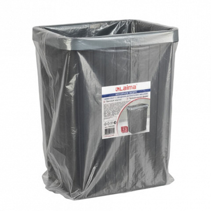 Мусорное ведро КОМПЛЕКТ с ободком-держателем мешков, прямоугольное, 13 литров, черное, LAIMA, 702295