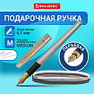 Ручка подарочная перьевая BRAUBERG "Brioso", СИНЯЯ, корпус серебристый с золотистыми деталями, 143464