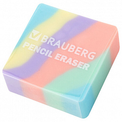 Ластик "PASTEL", 34х34х14 мм, квадратный, ассорти, ЭКО ПВХ, BRAUBERG, 273210
