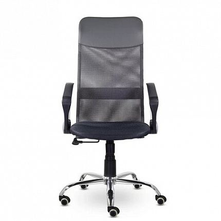 Кресло "Ультра", высокая спинка, с подлокотниками, хром, черное