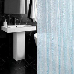 Шторка для ванной EVA, 180х200 см, кольца в комплекте, СИНЯЯ ЛЕДЯНАЯ СВЕЖЕСТЬ, PRIMILA (ПРИМИЛА), 700100