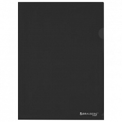 Папка-уголок жесткая прозрачная А4 BRAUBERG UNIVERSAL, черная, 0,15 мм, со штрихкодом, 273051