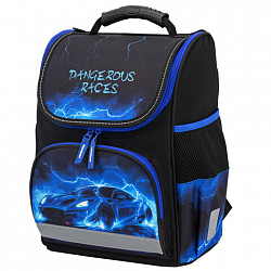 Ранец ПИФАГОР BASIC, 1 отделение, 3 кармана, эргономичная спинка, "Lightning car", 35х28х18 см, 274422