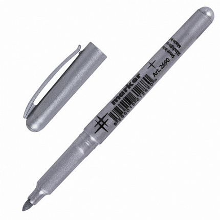 Маркер для декорирования СЕРЕБРЯНЫЙ CENTROPEN, круглый наконечник, 1,5-3 мм, 2690, 6 2690 0194