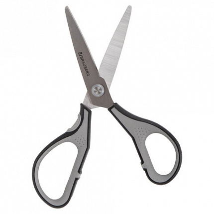Ножницы BRAUBERG "EXTRA", 175 мм, серо-черные, 2-х сторонняя заточка, эргономичные ручки, 237295
